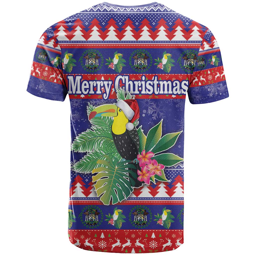 Belize Keel-billed Toucan Bird Christmas T Shirt Feliz Navidad With Knitted Christmas Pattern - Wonder Print Shop
