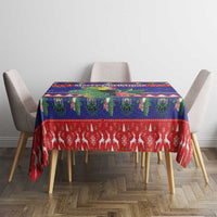 Belize Keel-billed Toucan Bird Christmas Tablecloth Feliz Navidad With Knitted Christmas Pattern - Wonder Print Shop