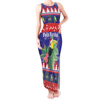 Belize Keel-billed Toucan Bird Christmas Tank Maxi Dress Feliz Navidad With Knitted Christmas Pattern - Wonder Print Shop