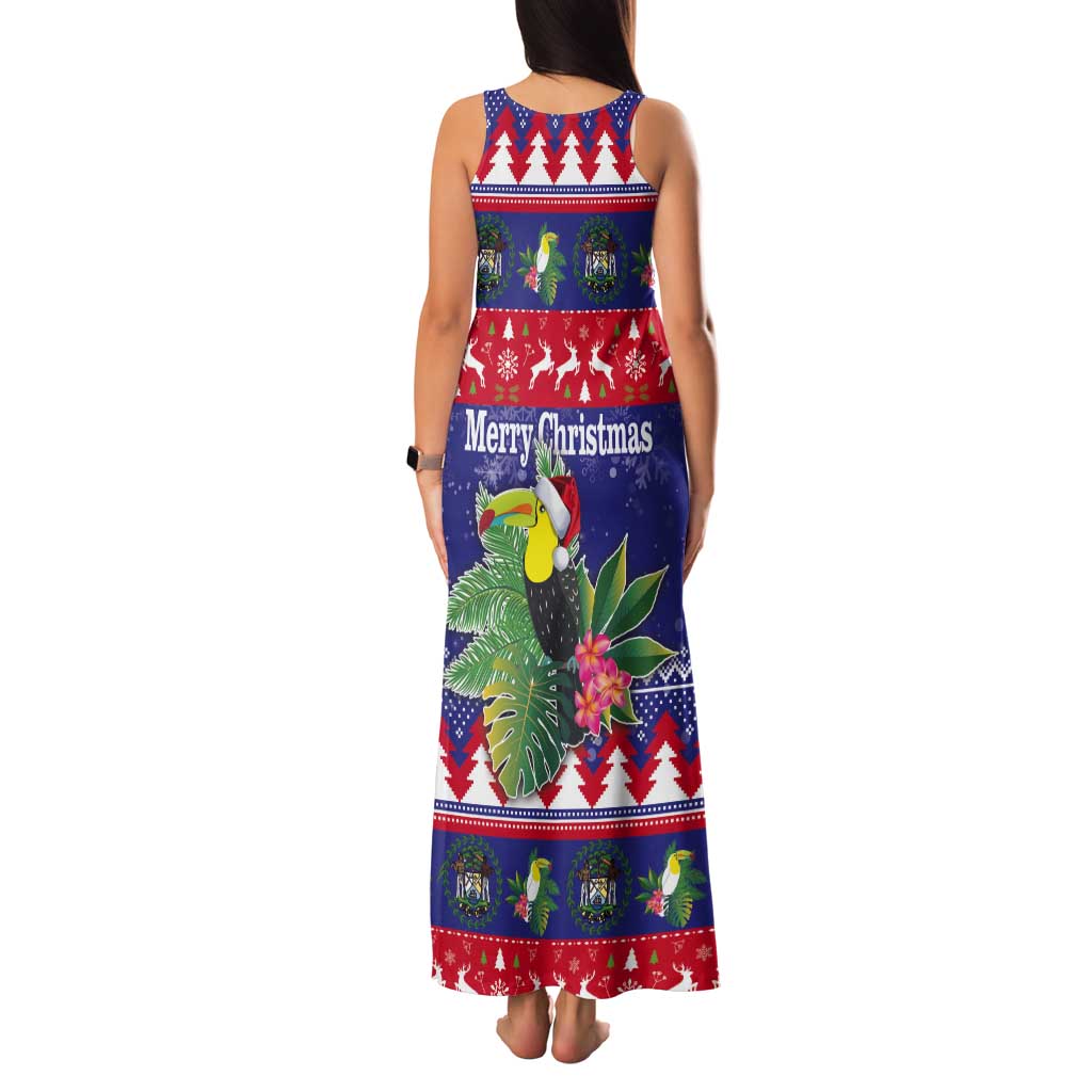 Belize Keel-billed Toucan Bird Christmas Tank Maxi Dress Feliz Navidad With Knitted Christmas Pattern - Wonder Print Shop