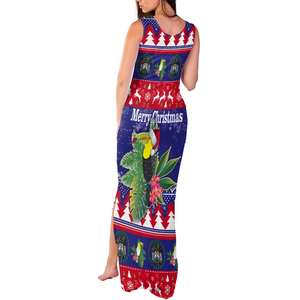 Belize Keel-billed Toucan Bird Christmas Tank Maxi Dress Feliz Navidad With Knitted Christmas Pattern - Wonder Print Shop