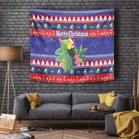 Belize Keel-billed Toucan Bird Christmas Tapestry Feliz Navidad With Knitted Christmas Pattern - Wonder Print Shop