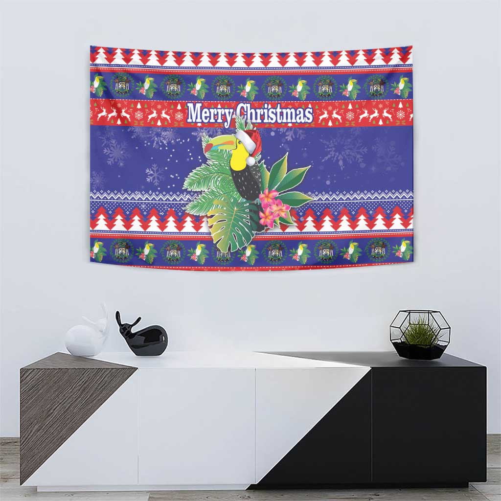 Belize Keel-billed Toucan Bird Christmas Tapestry Feliz Navidad With Knitted Christmas Pattern - Wonder Print Shop