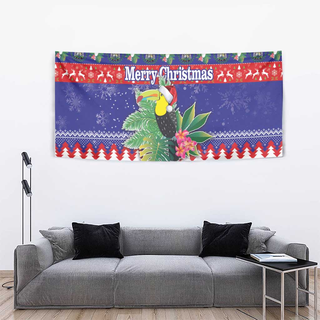 Belize Keel-billed Toucan Bird Christmas Tapestry Feliz Navidad With Knitted Christmas Pattern - Wonder Print Shop