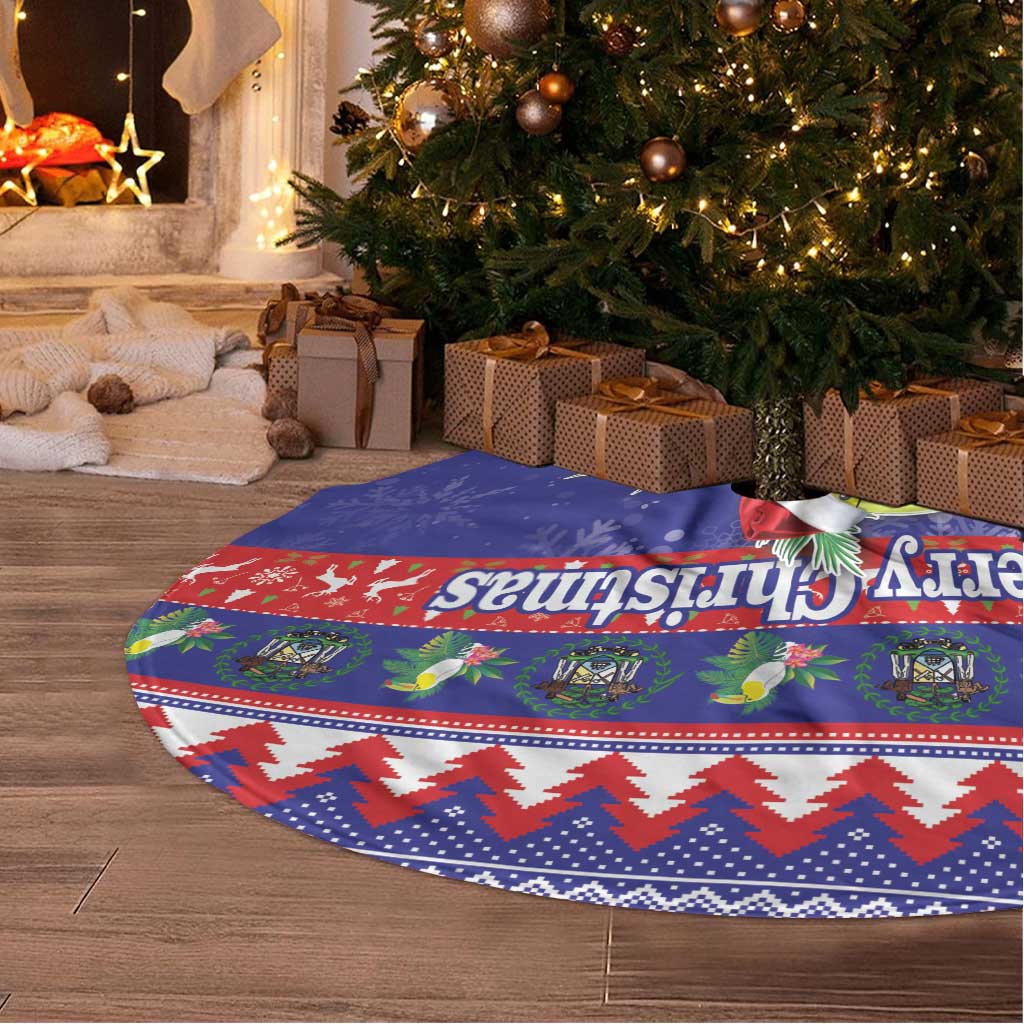 Belize Keel-billed Toucan Bird Christmas Tree Skirt Feliz Navidad With Knitted Christmas Pattern - Wonder Print Shop