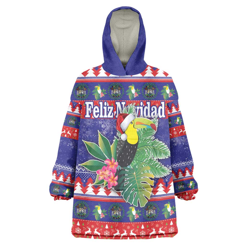 Belize Keel-billed Toucan Bird Christmas Wearable Blanket Hoodie Feliz Navidad With Knitted Christmas Pattern - Wonder Print Shop