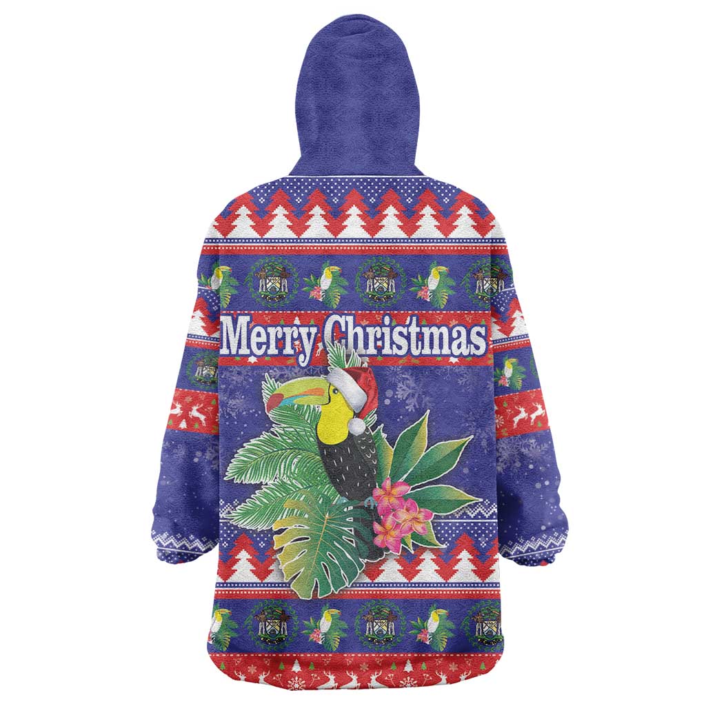 Belize Keel-billed Toucan Bird Christmas Wearable Blanket Hoodie Feliz Navidad With Knitted Christmas Pattern - Wonder Print Shop