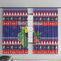 Belize Keel-billed Toucan Bird Christmas Window Curtain Feliz Navidad With Knitted Christmas Pattern - Wonder Print Shop