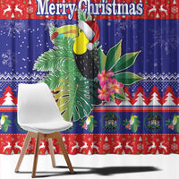 Belize Keel-billed Toucan Bird Christmas Window Curtain Feliz Navidad With Knitted Christmas Pattern - Wonder Print Shop