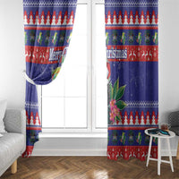 Belize Keel-billed Toucan Bird Christmas Window Curtain Feliz Navidad With Knitted Christmas Pattern - Wonder Print Shop