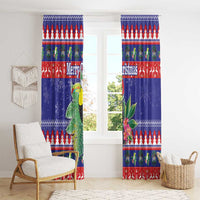 Belize Keel-billed Toucan Bird Christmas Window Curtain Feliz Navidad With Knitted Christmas Pattern - Wonder Print Shop