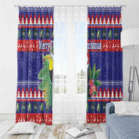 Belize Keel-billed Toucan Bird Christmas Window Curtain Feliz Navidad With Knitted Christmas Pattern - Wonder Print Shop