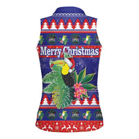 Belize Keel-billed Toucan Bird Christmas Women Sleeveless Polo Shirt Feliz Navidad With Knitted Christmas Pattern - Wonder Print Shop