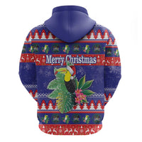 Belize Keel-billed Toucan Bird Christmas Zip Hoodie Feliz Navidad With Knitted Christmas Pattern - Wonder Print Shop