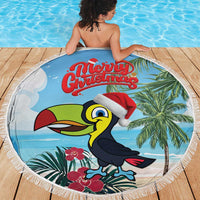 Belize Keel-billed Toucan Christmas Beach Blanket Black Orchid Christmas Beach Vibe - Wonder Print Shop