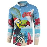 Belize Keel-billed Toucan Christmas Button Sweatshirt Black Orchid Christmas Beach Vibe - Wonder Print Shop