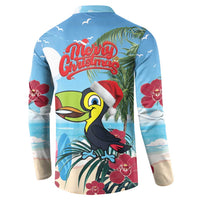 Belize Keel-billed Toucan Christmas Button Sweatshirt Black Orchid Christmas Beach Vibe - Wonder Print Shop