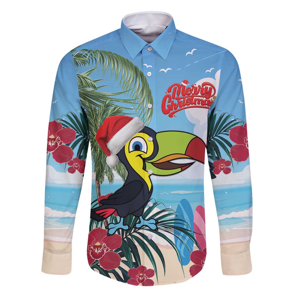 Belize Keel-billed Toucan Christmas Family Matching Off Shoulder Maxi Dress and Hawaiian Shirt Black Orchid Christmas Beach Vibe - Wonder Print Shop