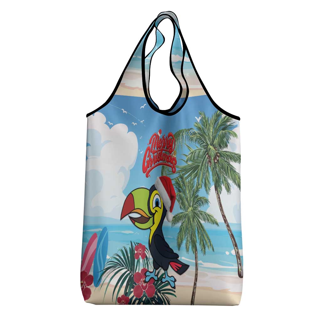 Belize Keel-billed Toucan Christmas Grocery Bag Black Orchid Christmas Beach Vibe