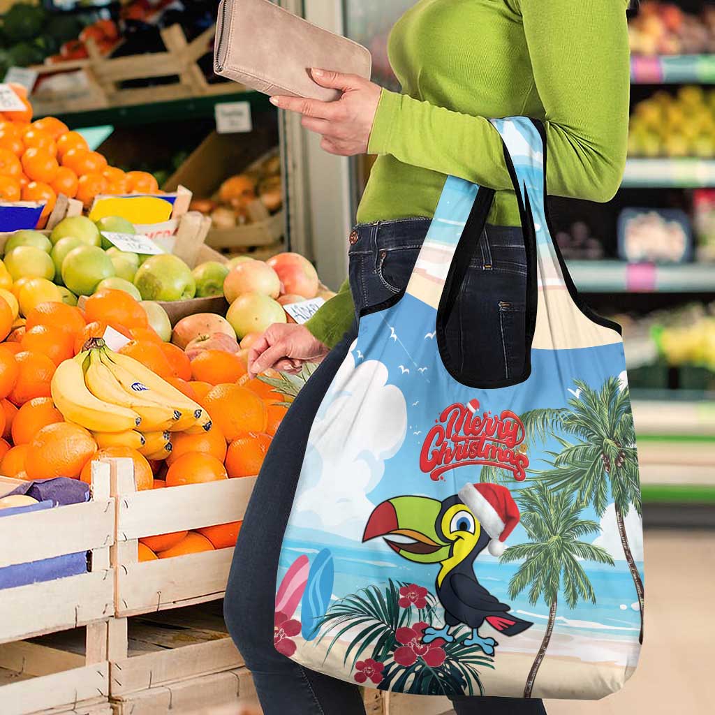 Belize Keel-billed Toucan Christmas Grocery Bag Black Orchid Christmas Beach Vibe