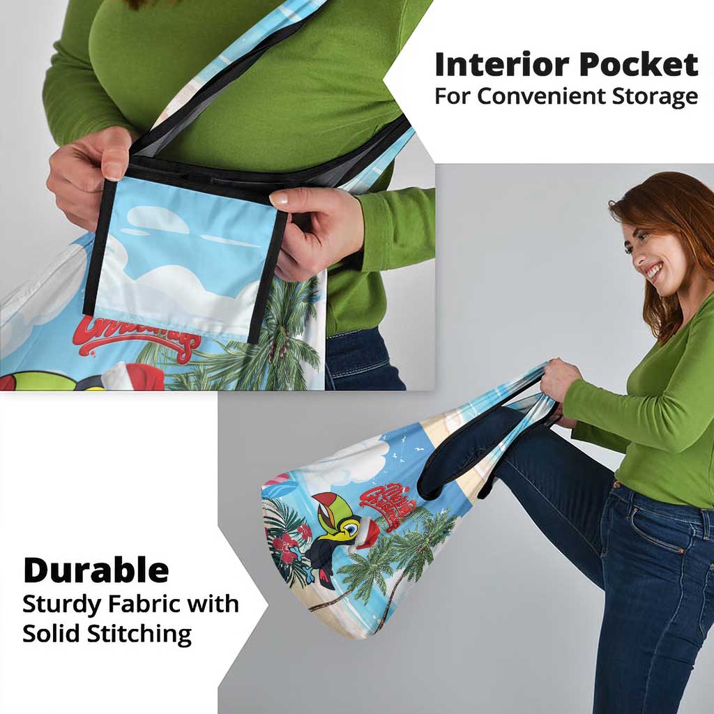 Belize Keel-billed Toucan Christmas Grocery Bag Black Orchid Christmas Beach Vibe