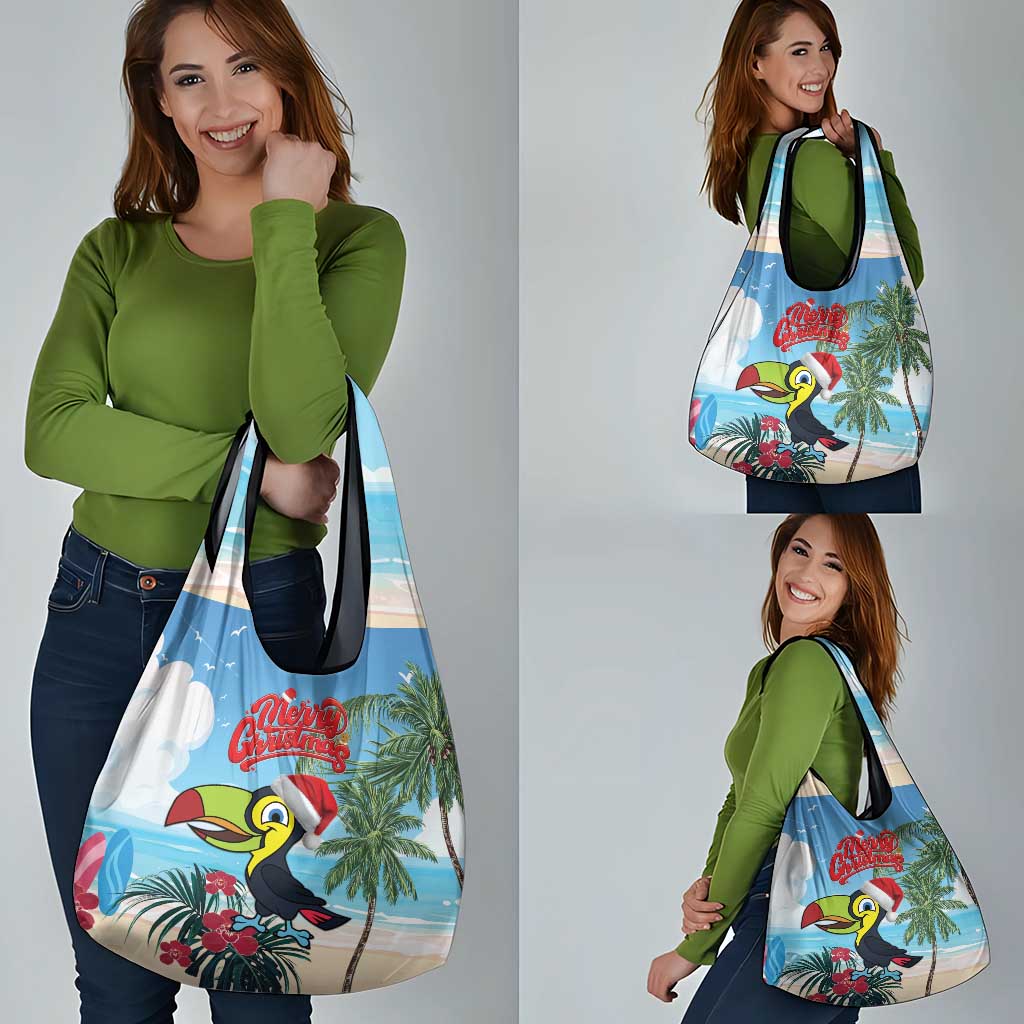 Belize Keel-billed Toucan Christmas Grocery Bag Black Orchid Christmas Beach Vibe