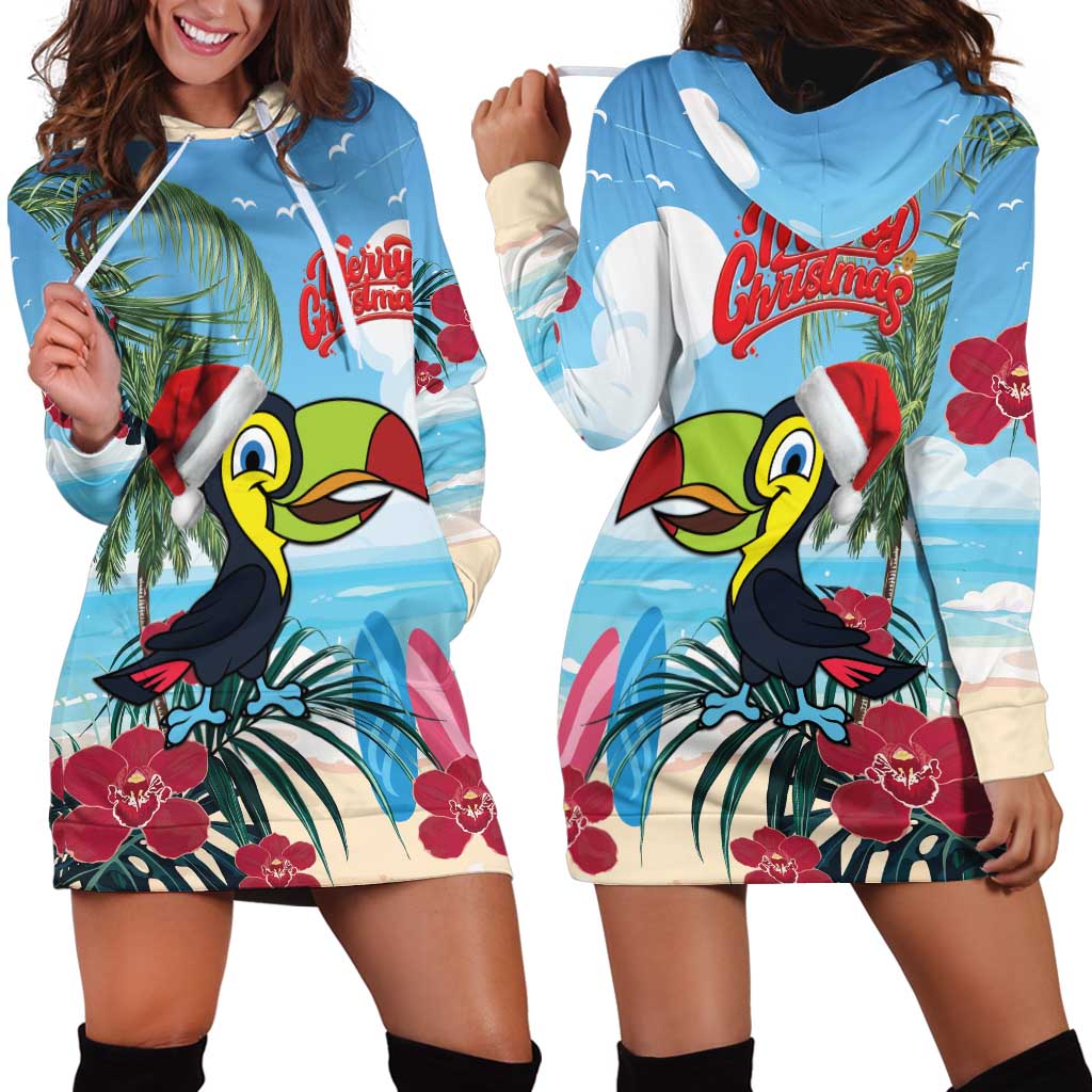 Belize Keel-billed Toucan Christmas Hoodie Dress Black Orchid Christmas Beach Vibe - Wonder Print Shop
