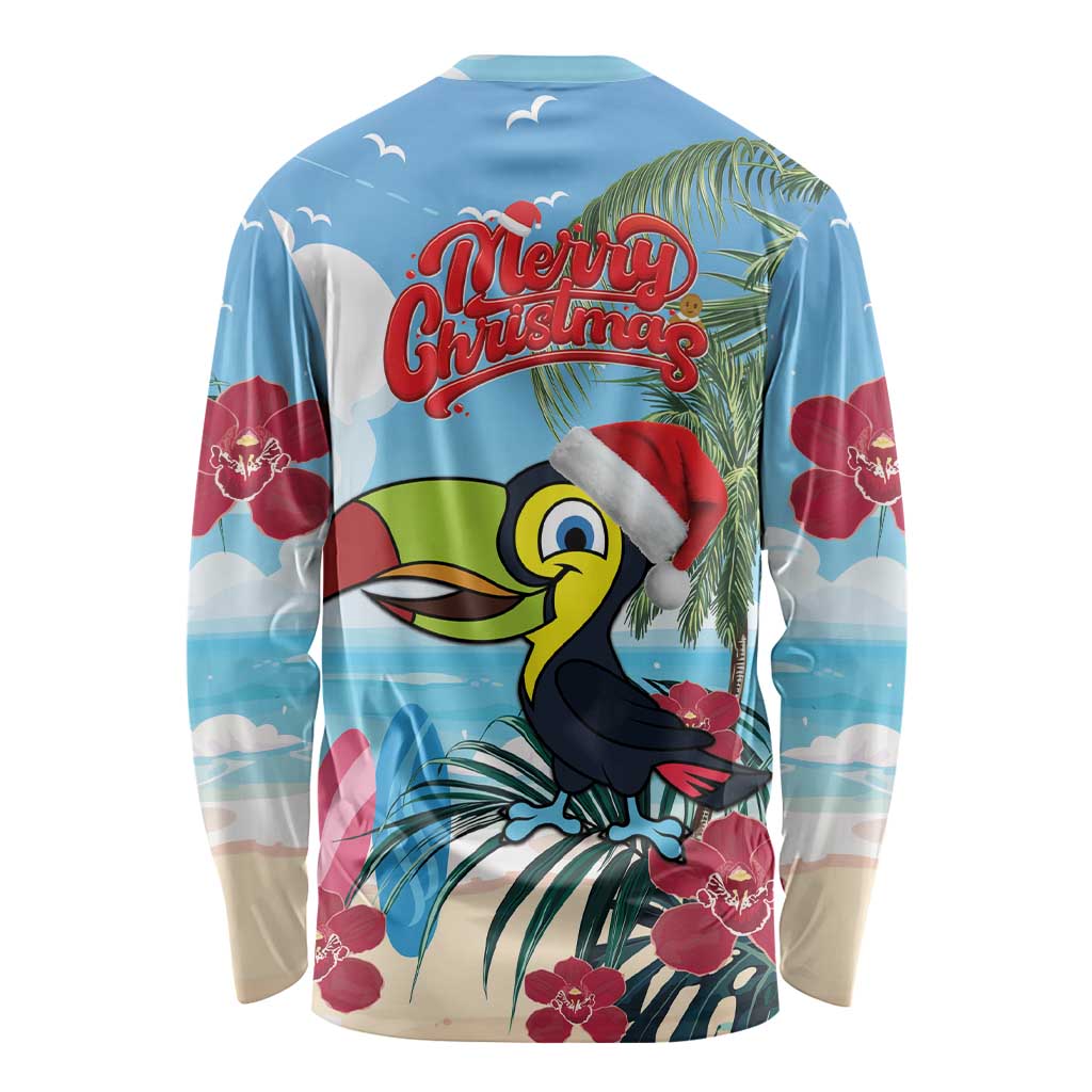 Belize Keel-billed Toucan Christmas Long Sleeve Shirt Black Orchid Christmas Beach Vibe - Wonder Print Shop