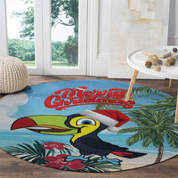 Belize Keel-billed Toucan Christmas Round Carpet Black Orchid Christmas Beach Vibe
