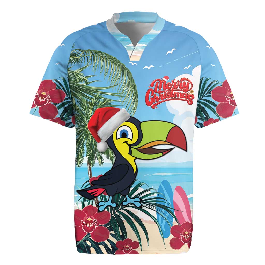 Belize Keel-billed Toucan Christmas Rugby Jersey Black Orchid Christmas Beach Vibe - Wonder Print Shop