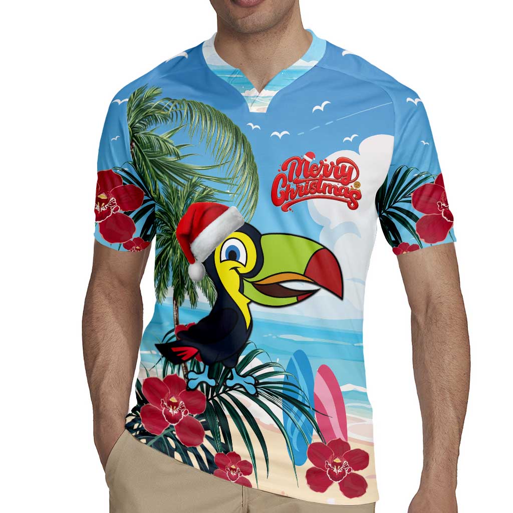 Belize Keel-billed Toucan Christmas Rugby Jersey Black Orchid Christmas Beach Vibe - Wonder Print Shop