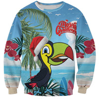 Belize Keel-billed Toucan Christmas Sweatshirt Black Orchid Christmas Beach Vibe - Wonder Print Shop