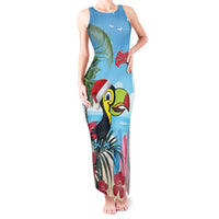 Belize Keel-billed Toucan Christmas Tank Maxi Dress Black Orchid Christmas Beach Vibe - Wonder Print Shop