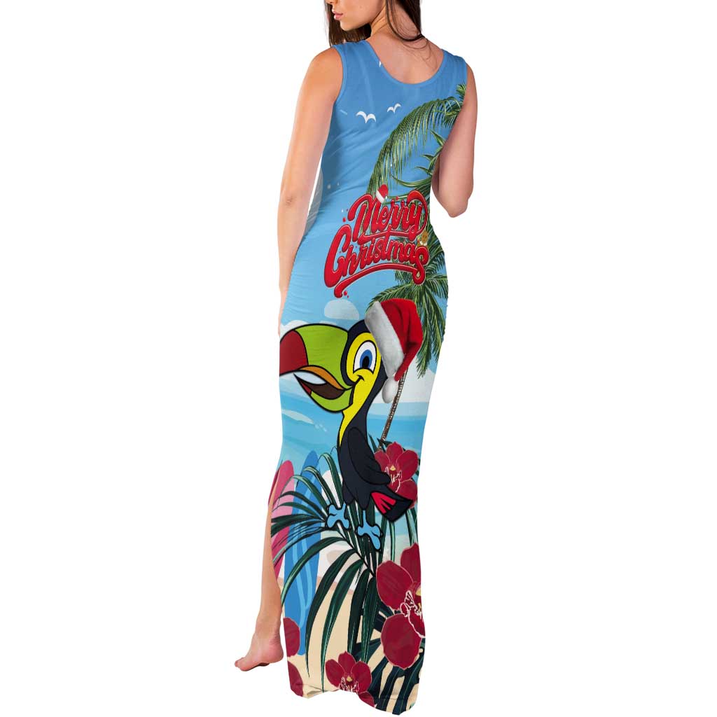 Belize Keel-billed Toucan Christmas Tank Maxi Dress Black Orchid Christmas Beach Vibe - Wonder Print Shop