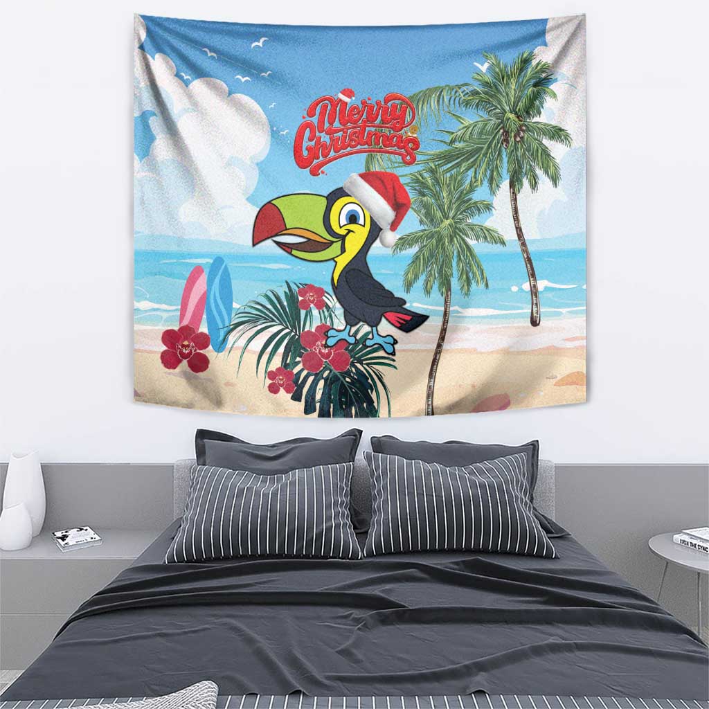 Belize Keel-billed Toucan Christmas Tapestry Black Orchid Christmas Beach Vibe - Wonder Print Shop