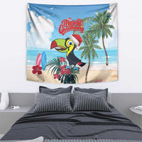 Belize Keel-billed Toucan Christmas Tapestry Black Orchid Christmas Beach Vibe - Wonder Print Shop