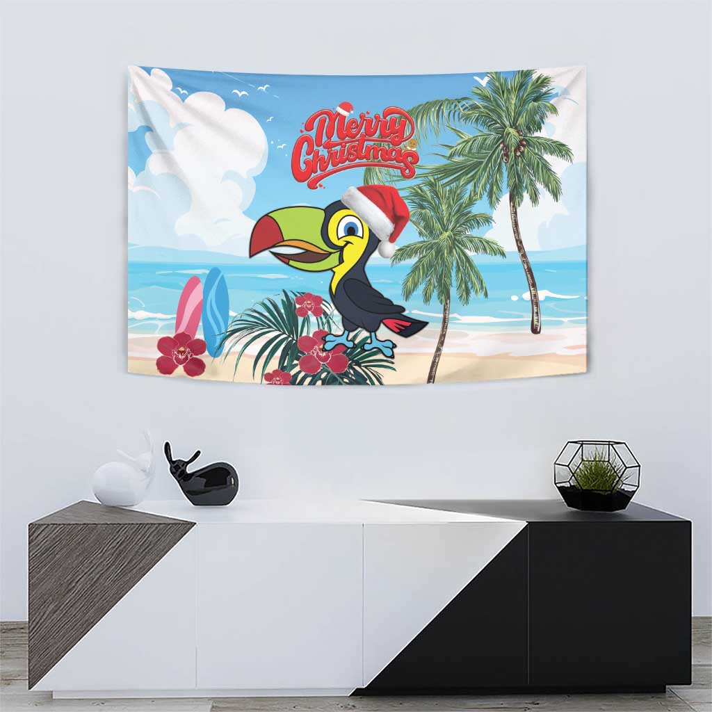 Belize Keel-billed Toucan Christmas Tapestry Black Orchid Christmas Beach Vibe - Wonder Print Shop