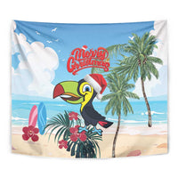 Belize Keel-billed Toucan Christmas Tapestry Black Orchid Christmas Beach Vibe - Wonder Print Shop