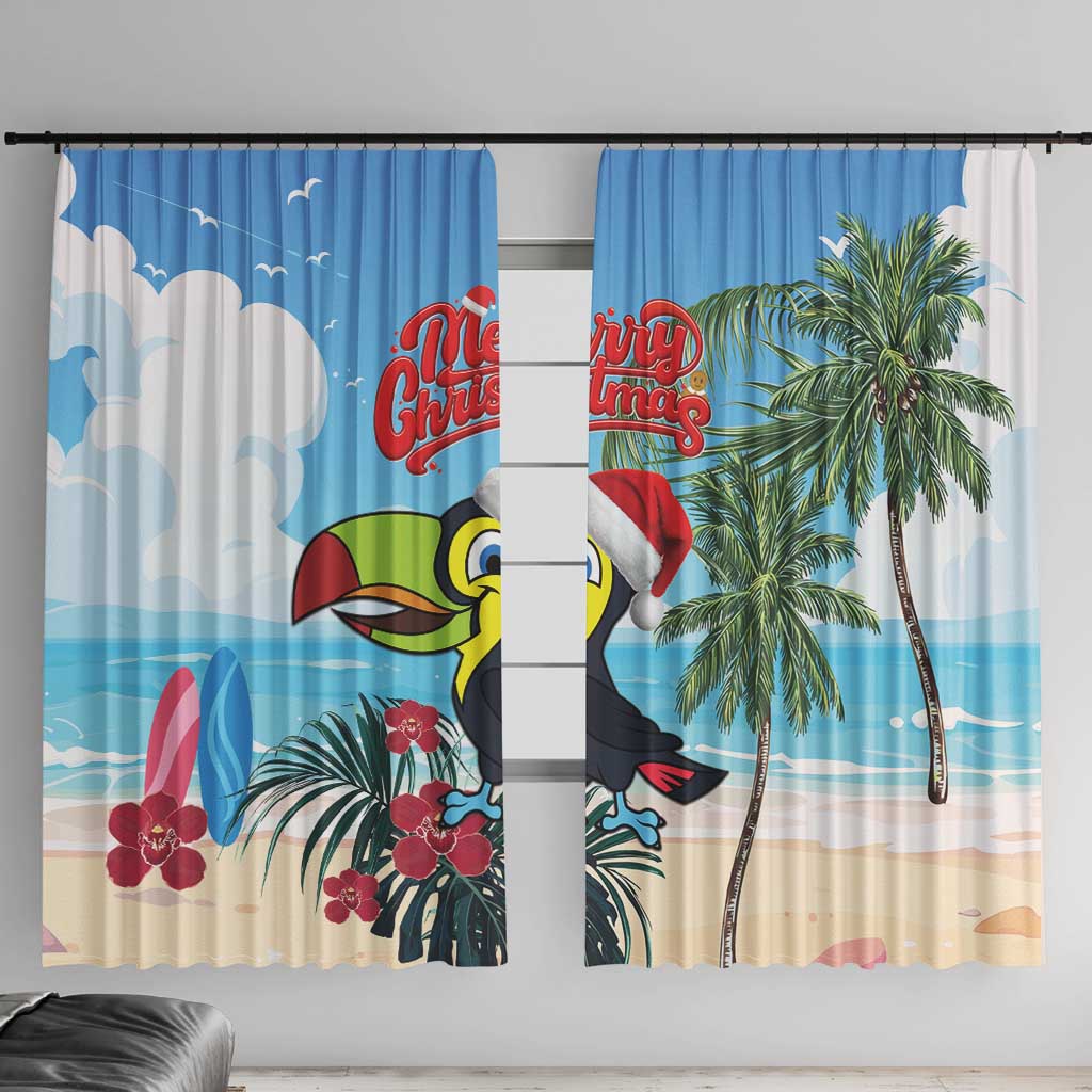 Belize Keel-billed Toucan Christmas Window Curtain Black Orchid Christmas Beach Vibe - Wonder Print Shop