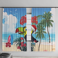 Belize Keel-billed Toucan Christmas Window Curtain Black Orchid Christmas Beach Vibe - Wonder Print Shop
