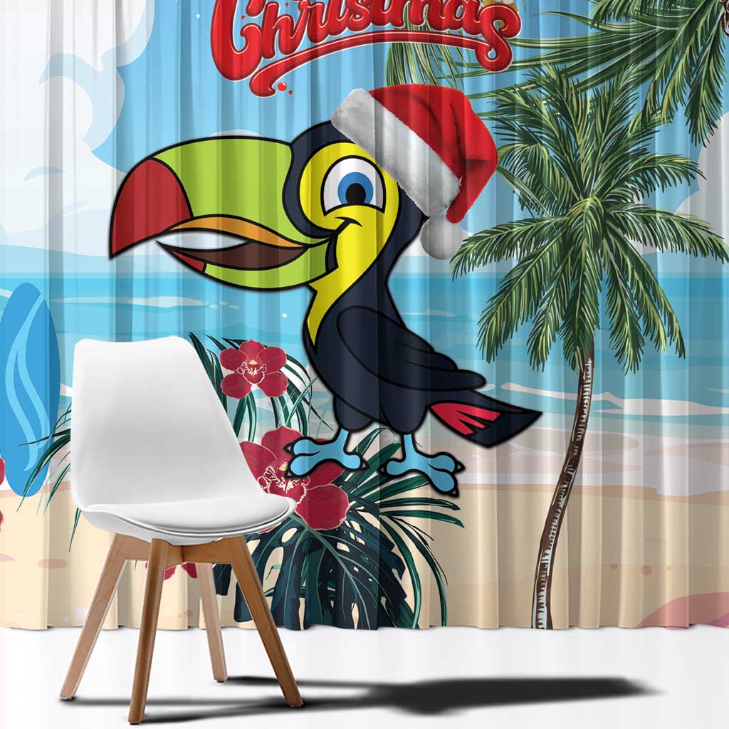 Belize Keel-billed Toucan Christmas Window Curtain Black Orchid Christmas Beach Vibe - Wonder Print Shop
