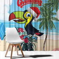 Belize Keel-billed Toucan Christmas Window Curtain Black Orchid Christmas Beach Vibe - Wonder Print Shop