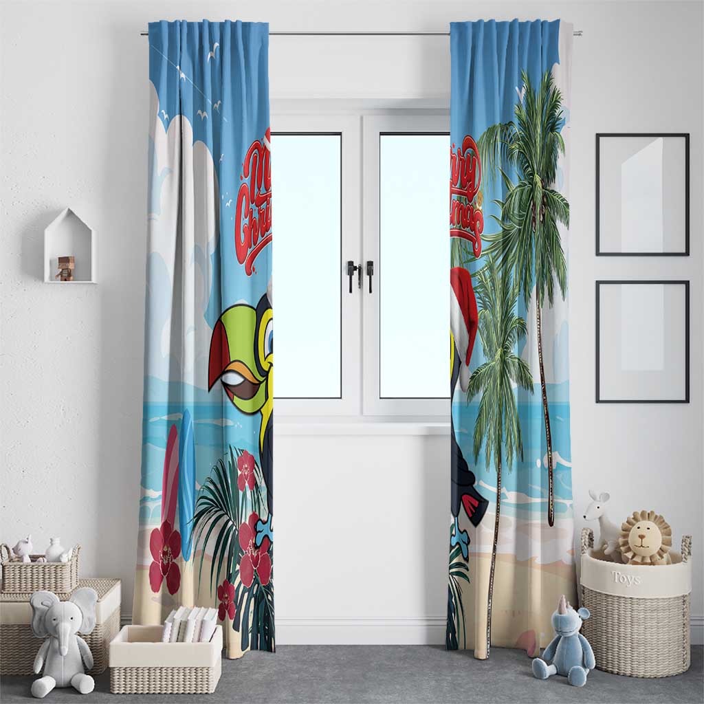 Belize Keel-billed Toucan Christmas Window Curtain Black Orchid Christmas Beach Vibe - Wonder Print Shop