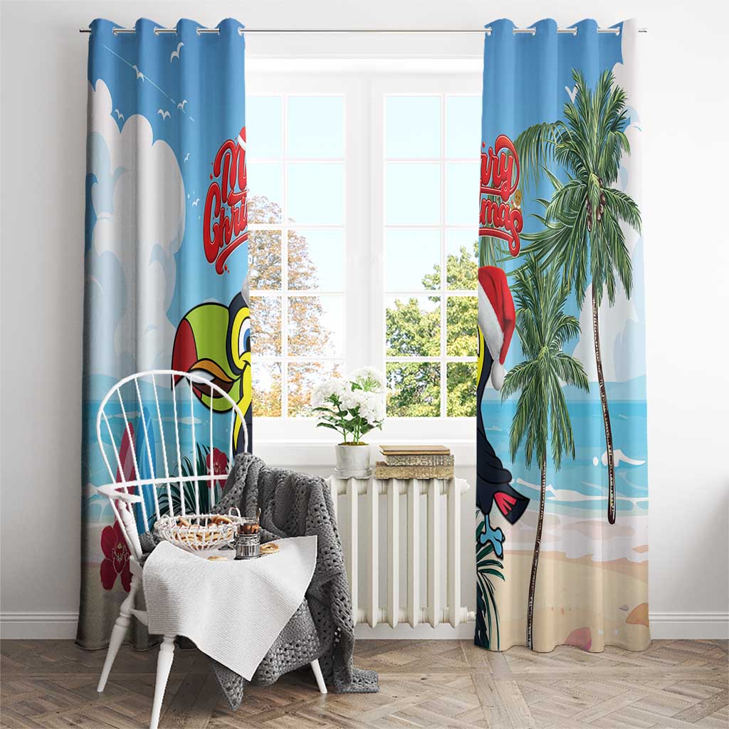 Belize Keel-billed Toucan Christmas Window Curtain Black Orchid Christmas Beach Vibe - Wonder Print Shop