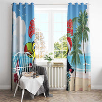 Belize Keel-billed Toucan Christmas Window Curtain Black Orchid Christmas Beach Vibe - Wonder Print Shop