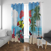 Belize Keel-billed Toucan Christmas Window Curtain Black Orchid Christmas Beach Vibe - Wonder Print Shop