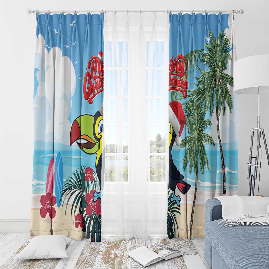 Belize Keel-billed Toucan Christmas Window Curtain Black Orchid Christmas Beach Vibe - Wonder Print Shop
