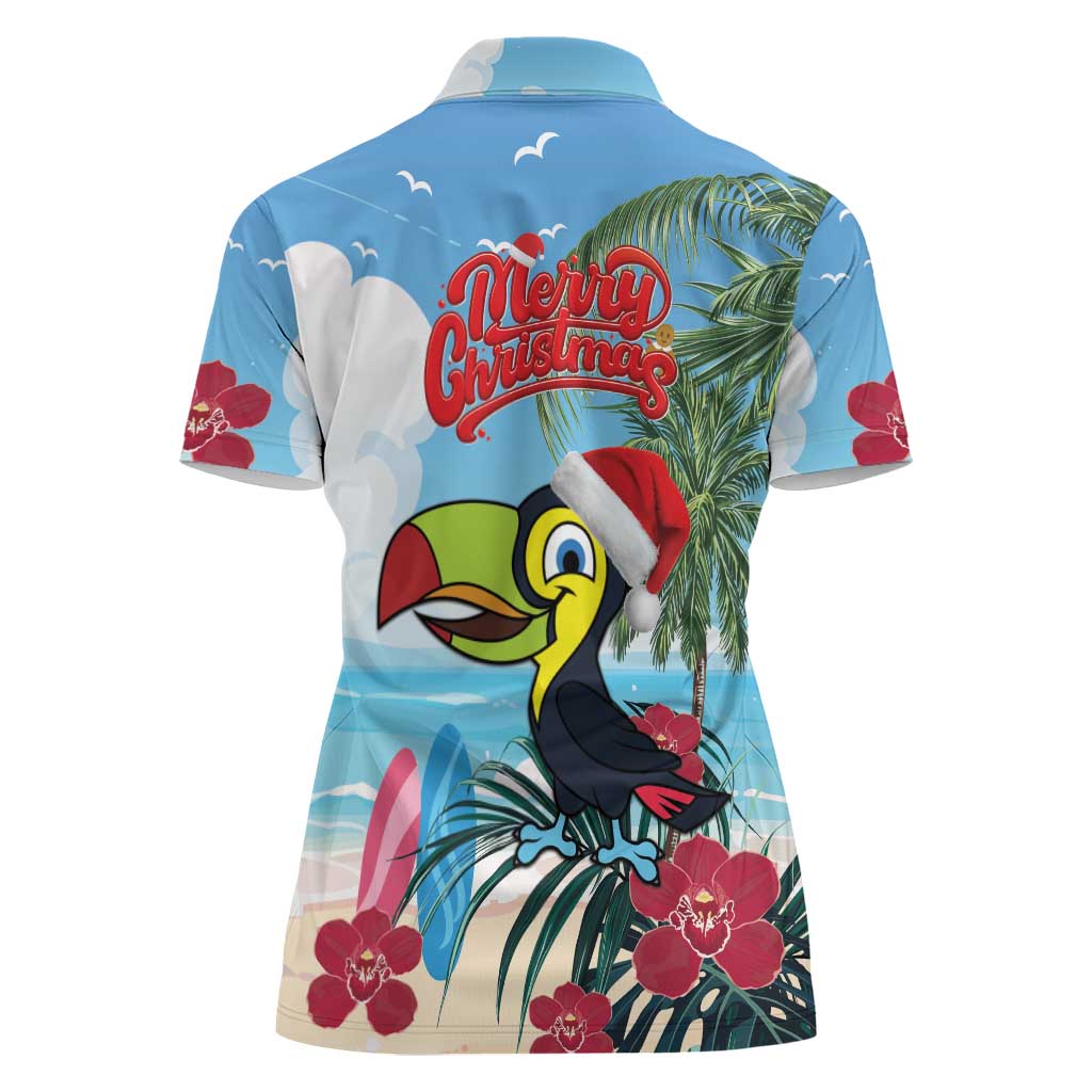 Belize Keel-billed Toucan Christmas Women Polo Shirt Black Orchid Christmas Beach Vibe - Wonder Print Shop
