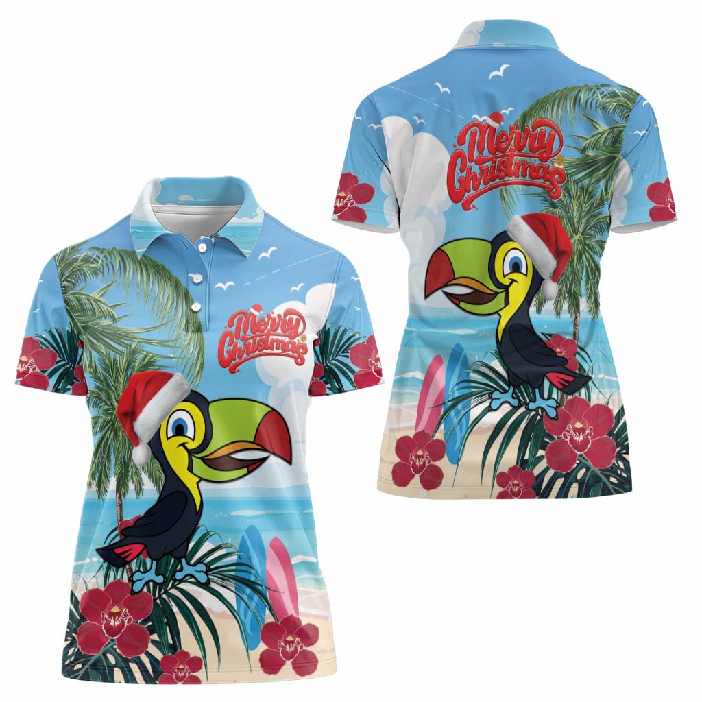Belize Keel-billed Toucan Christmas Women Polo Shirt Black Orchid Christmas Beach Vibe - Wonder Print Shop