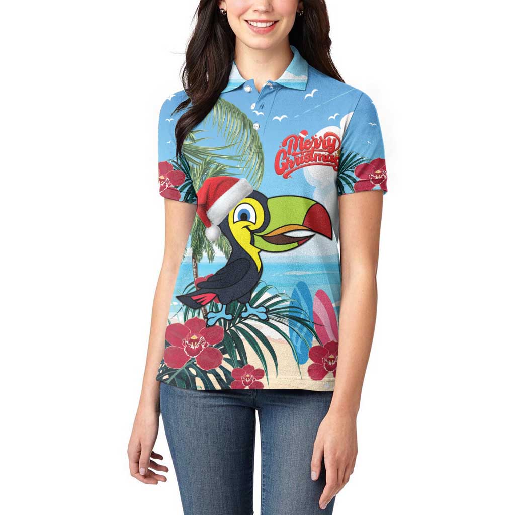 Belize Keel-billed Toucan Christmas Women Polo Shirt Black Orchid Christmas Beach Vibe - Wonder Print Shop